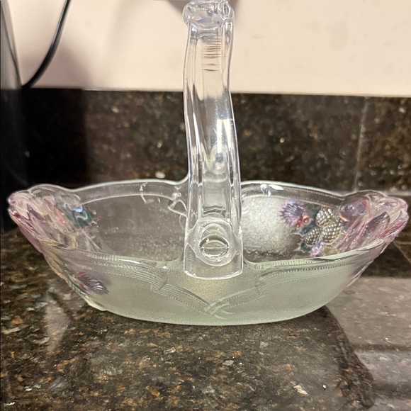 Mikasa Clear Glass Bowl with Pink and Purple Accents - Picture 6 of 10
